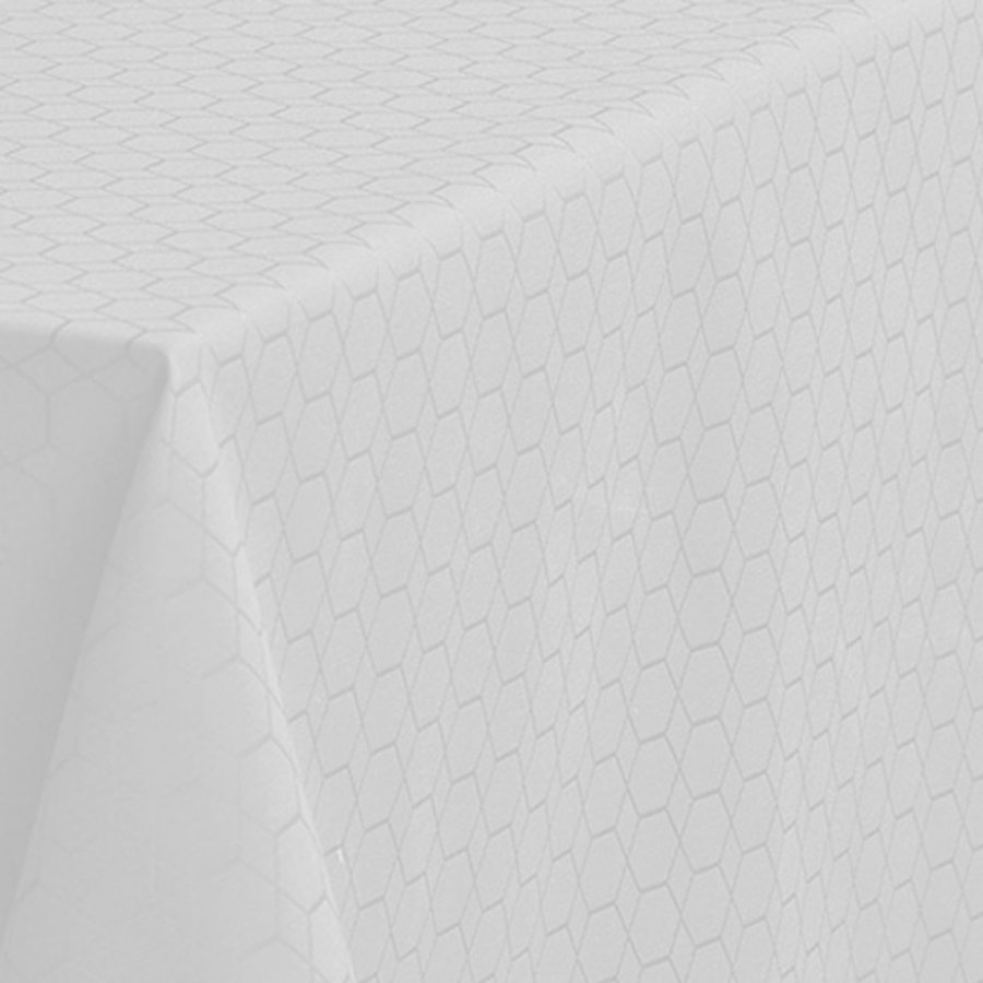 Juna Hexagon Damask Bordlber Hvid, 45x150 cm