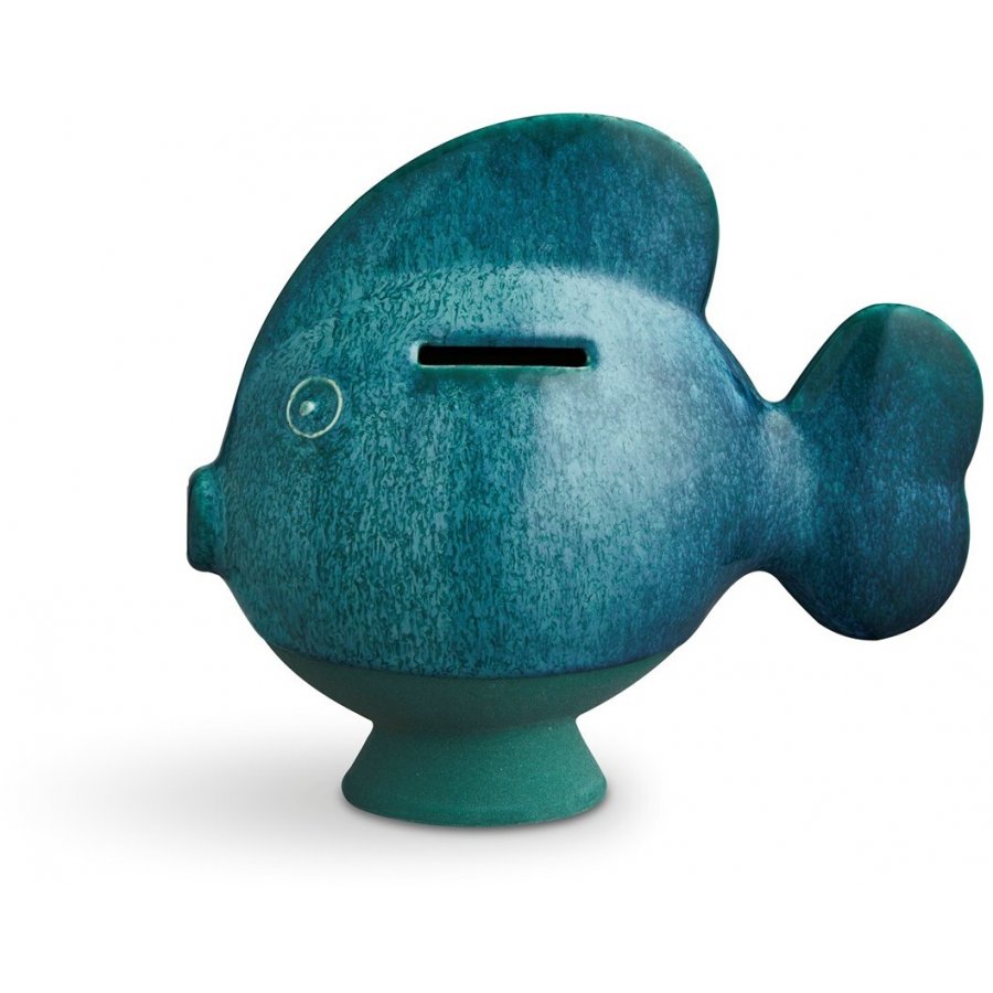 Kähler Figur Sparedyr Fisk 15cm, Mrkegrn