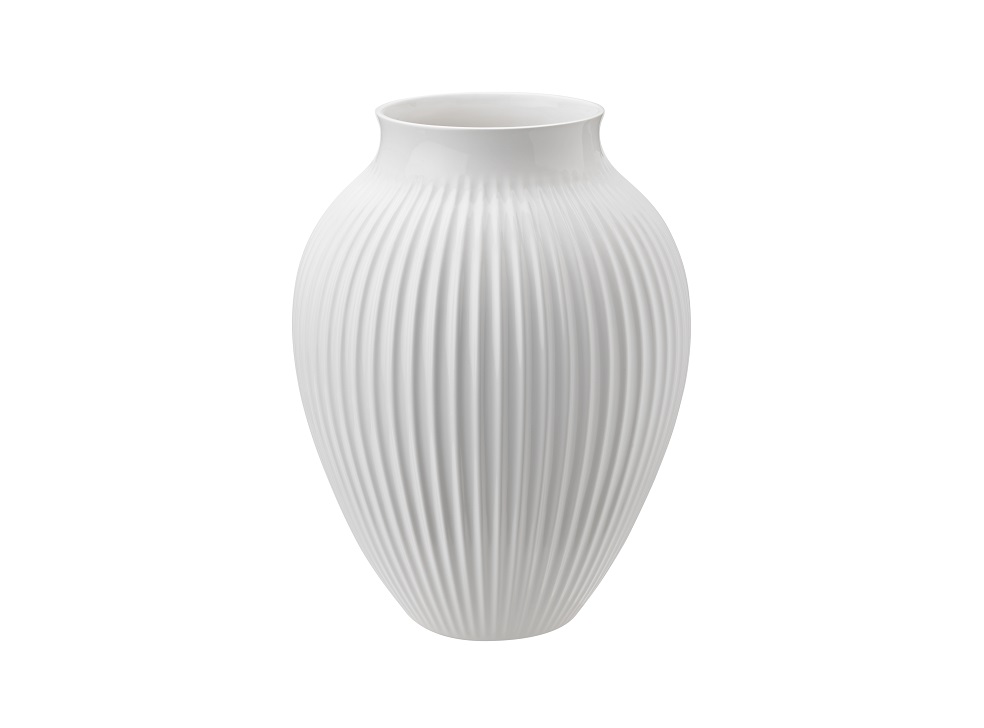 Knabstrup Keramik Vase m. Riller cm, Hvid - Vaser - Hjem.dk