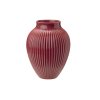 Knabstrup Keramik Vase mit Rillen 27 cm, Bordeaux