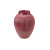 Knabstrup Keramik Vase mit Rillen 20 cm, Bordeaux