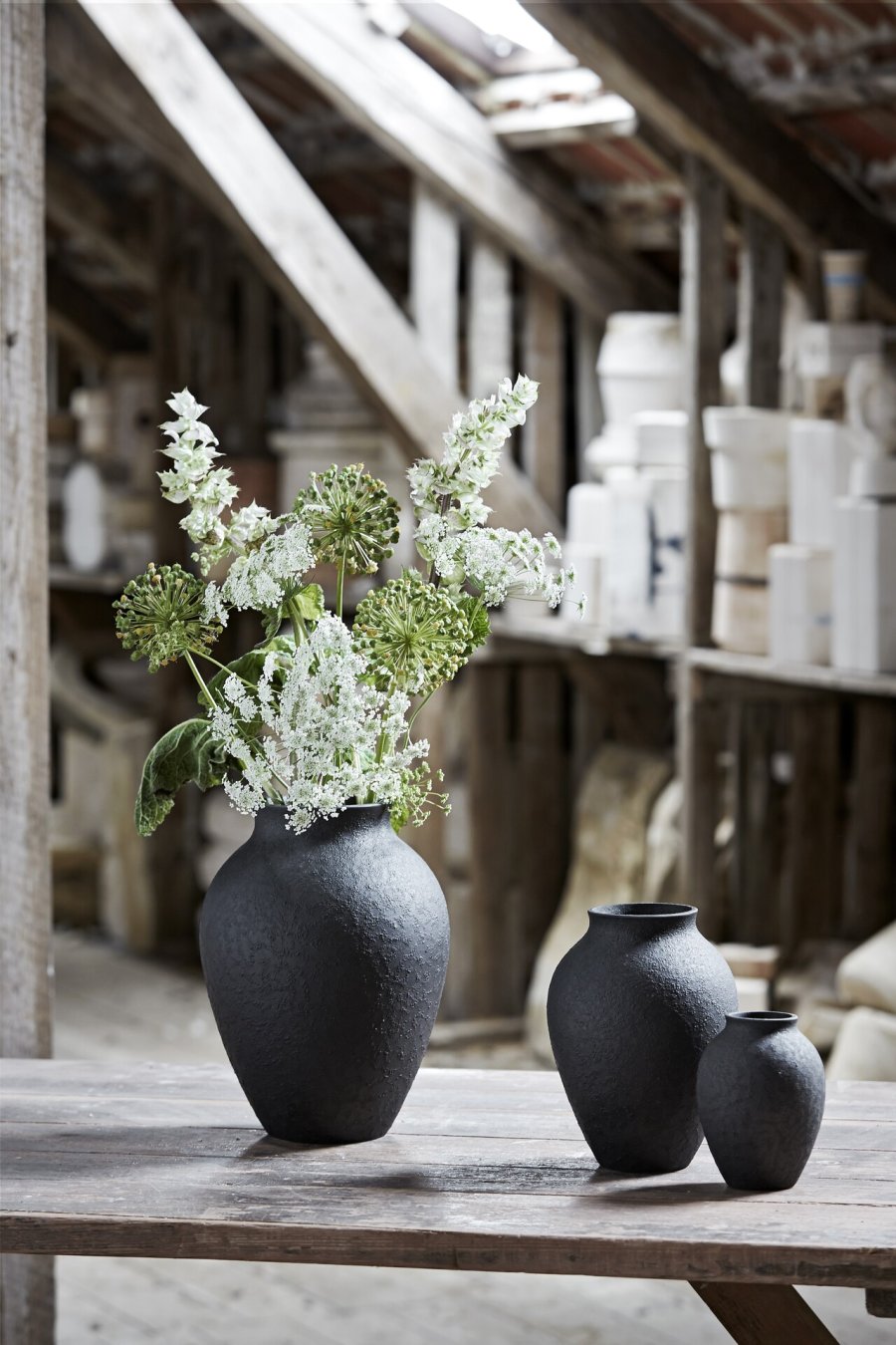 Knabstrup Keramik Vase 20 cm, Schwarz