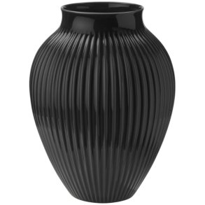 Knabstrup Keramik Vase mit Rillen H35 cm, Schwarz