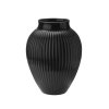 Knabstrup Vase mit Rillen H27 cm, Schwarz