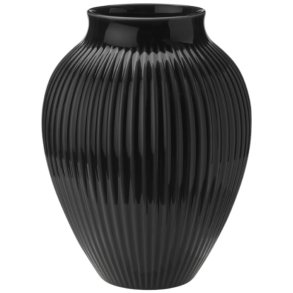 Knabstrup Keramik Vase mit Rillen H27 cm, Schwarz