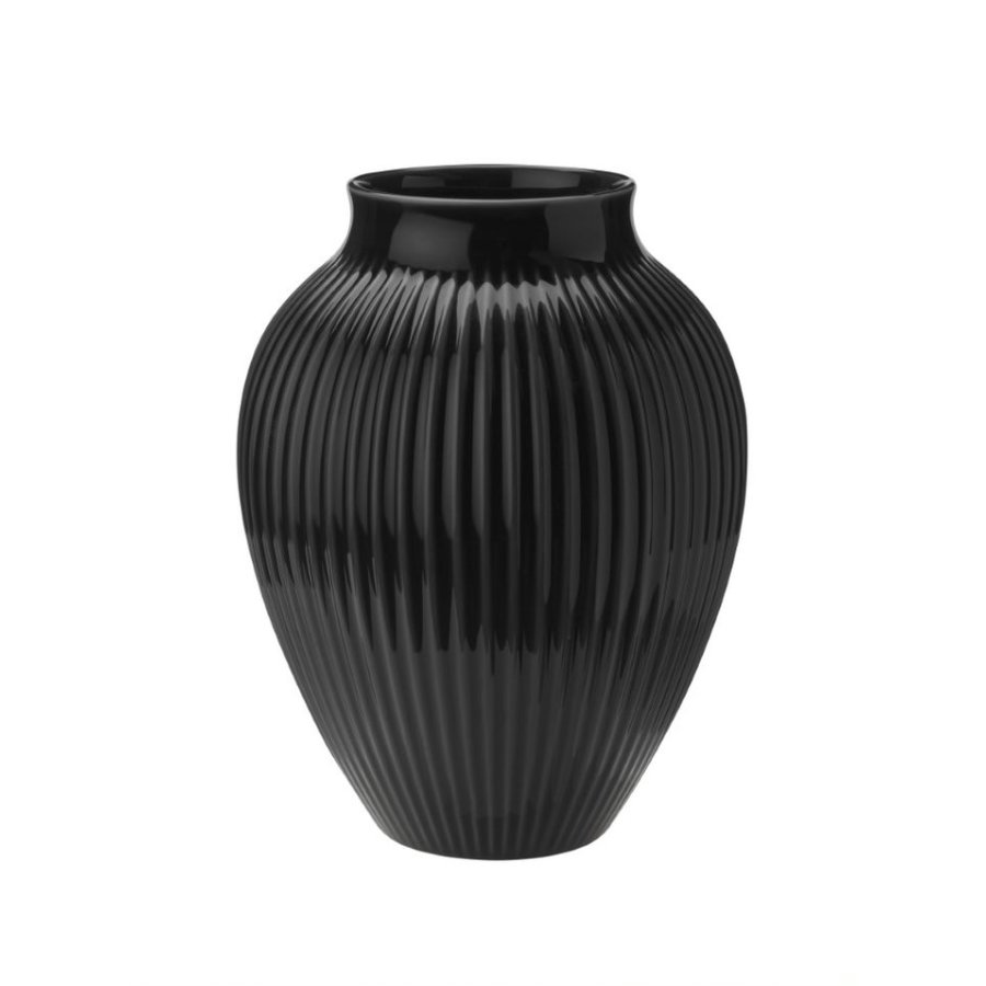 Knabstrup Vase mit Rillen H27 cm, Schwarz