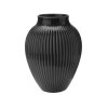 Knabstrup Vase mit Rillen, H20 cm, Schwarz