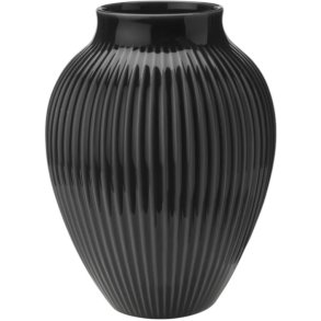 Knabstrup Keramik Vase mit Rillen, H20 cm, Schwarz