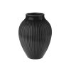 Knabstrup Vase mit Rillen H12,5 cm, Schwarz