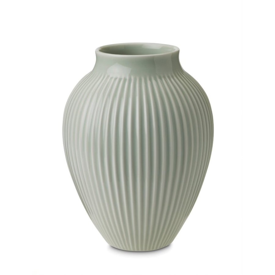 Knabstrup Vase mit Rillen H20 cm, Mintgrn