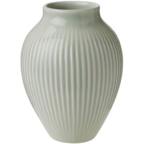 Knabstrup Keramik Vase mit Rillen H12,5 cm, Mintgrn