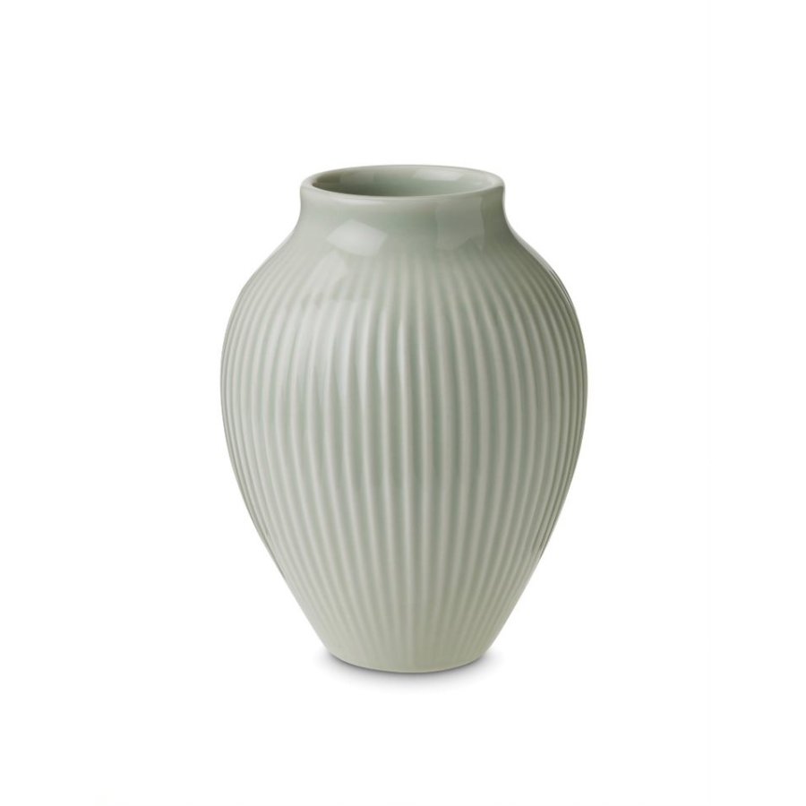 Knabstrup Vase mit Rillen H12,5 cm, Mintgrn