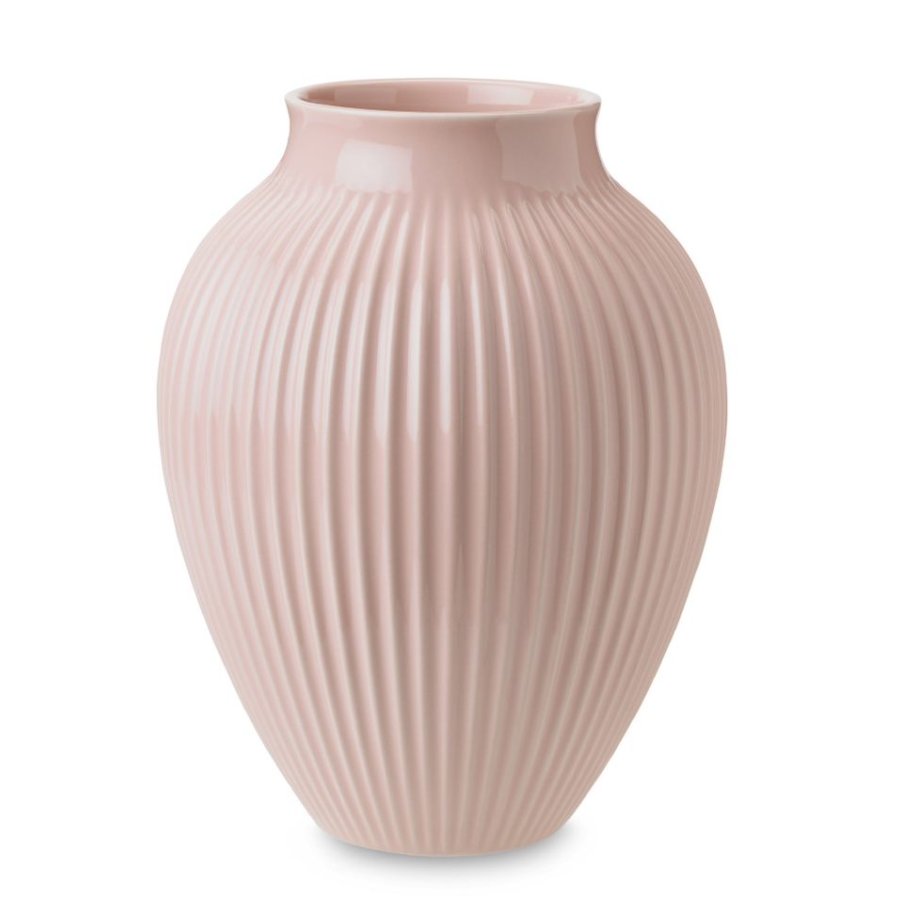 Knabstrup Vase mit Rillen H27 cm, Rosa