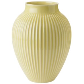 Knabstrup Keramik Vase mit Rillen H27 cm, Gelb