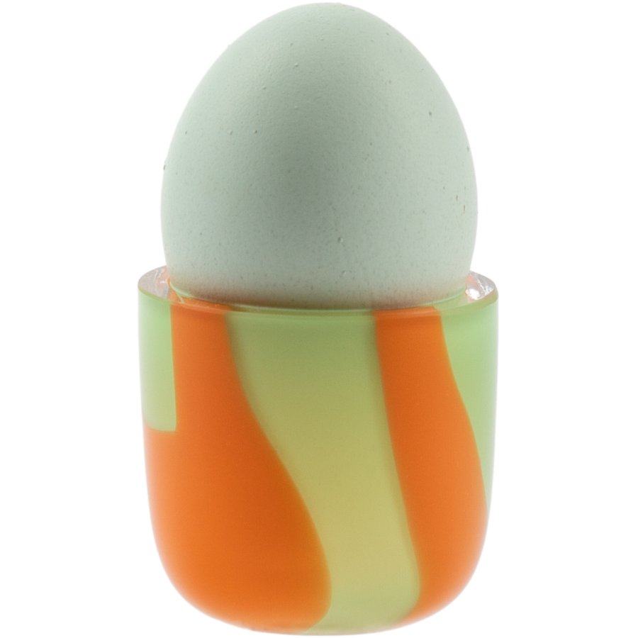 Kodanska Flow Eierbecher H4,5 cm, Grn m. orangen Streifen
