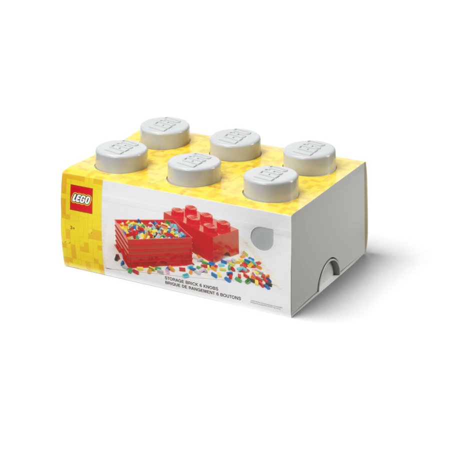 LEGO Aufbewahrungsstein 6 Noppen 25 cm, Grau