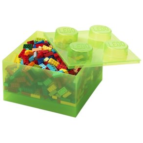 LEGO Opbevaringsklods 4-knops 25 cm, Lys Grøn Gennemsigtig