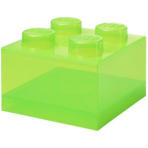 LEGO Opbevaringsklods 4-knops 25 cm, Lys Grøn Gennemsigtig