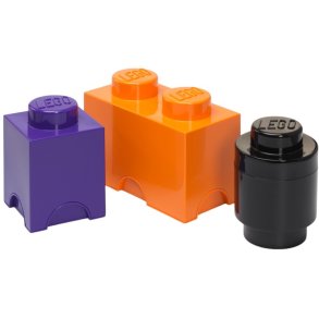 LEGO Opbevaringsklods 3 stk, Sort/Lilla/Orange