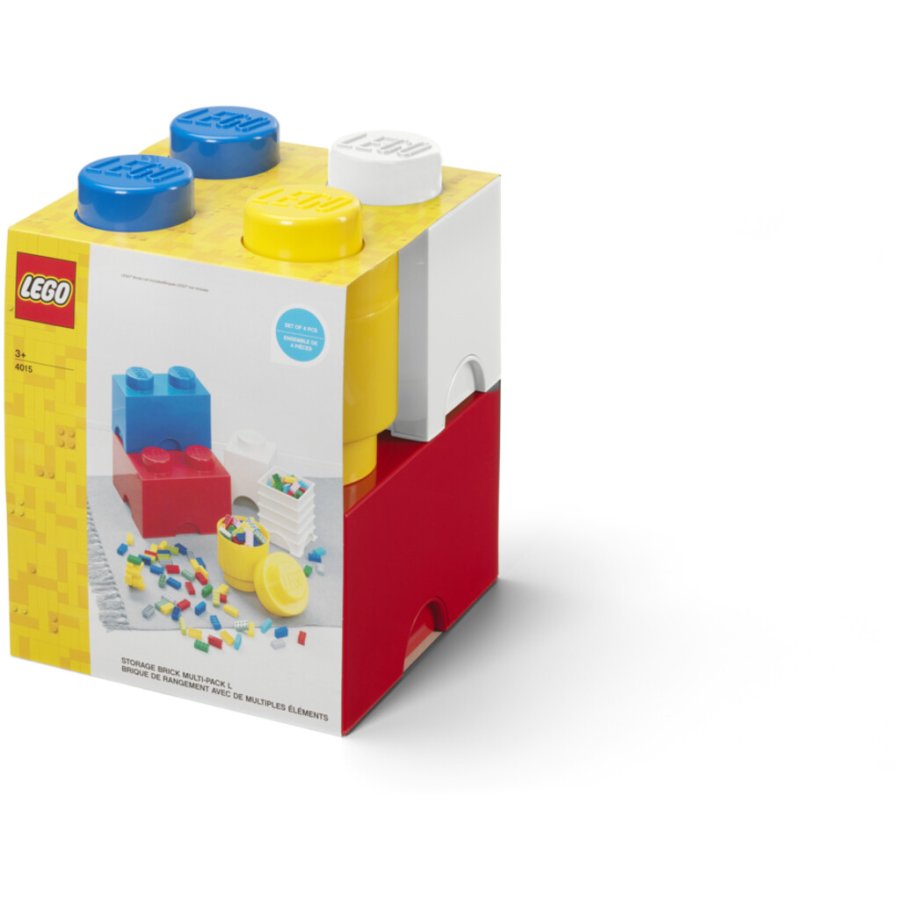 LEGO Aufbewahrungsstein 4er Set, Rot/Blau/Gelb