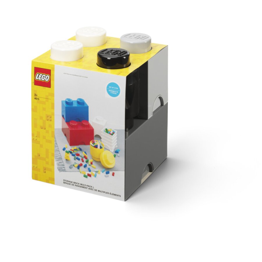 LEGO Aufbewahrungsstein 4er Set, Schwarz/Wei/Grau