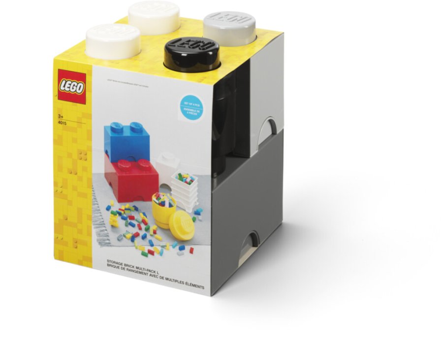 LEGO Aufbewahrungsstein 4er Set, Schwarz/Wei/Grau
