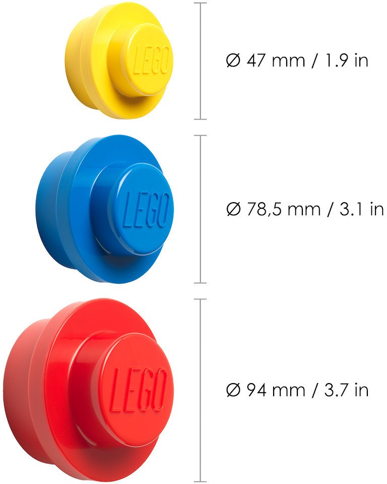 LEGO Haken 3er Set, Rot/Blau/Gelb