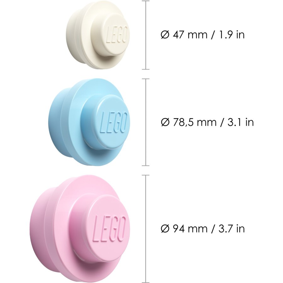 LEGO Haken 3er Set, Light Blau/Pink/Wei