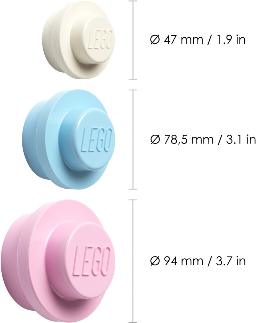 LEGO Haken 3er Set, Light Blau/Pink/Wei