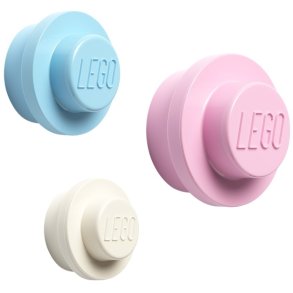 LEGO Wandhaken 3er Set, Light Blau/Pink/Wei