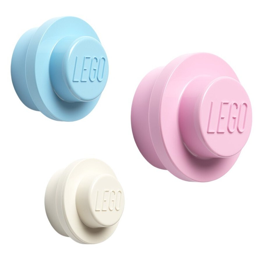 LEGO Haken 3er Set, Light Blau/Pink/Wei