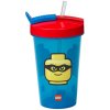 LEGO Glas mit Strohhalm Iconic 500 ml, Blau