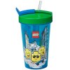 LEGO Glas mit Strohhalm 500 ml, Blau