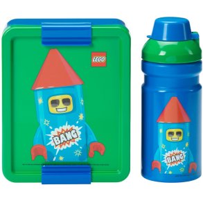 LEGO Broodtrommelset Rocket 1,7 L/390 ml, Blauw/Groen