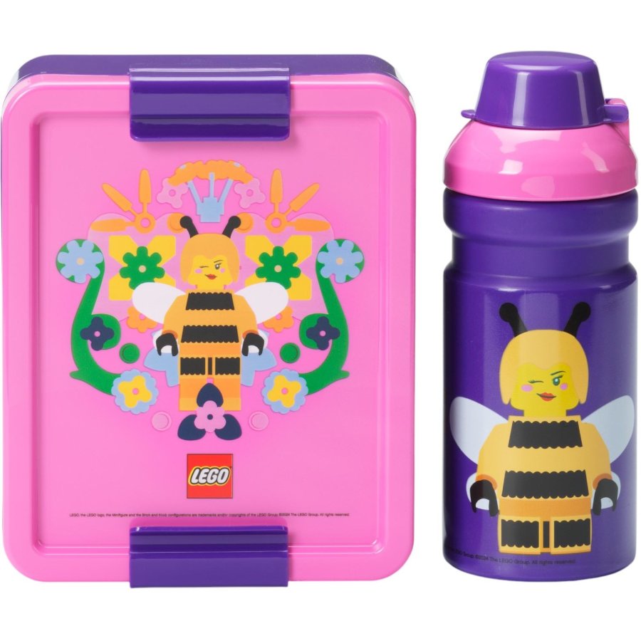 LEGO Brotdosen-Set Bee 2er Set 1,7 L/390 ml, Lila/Rosa