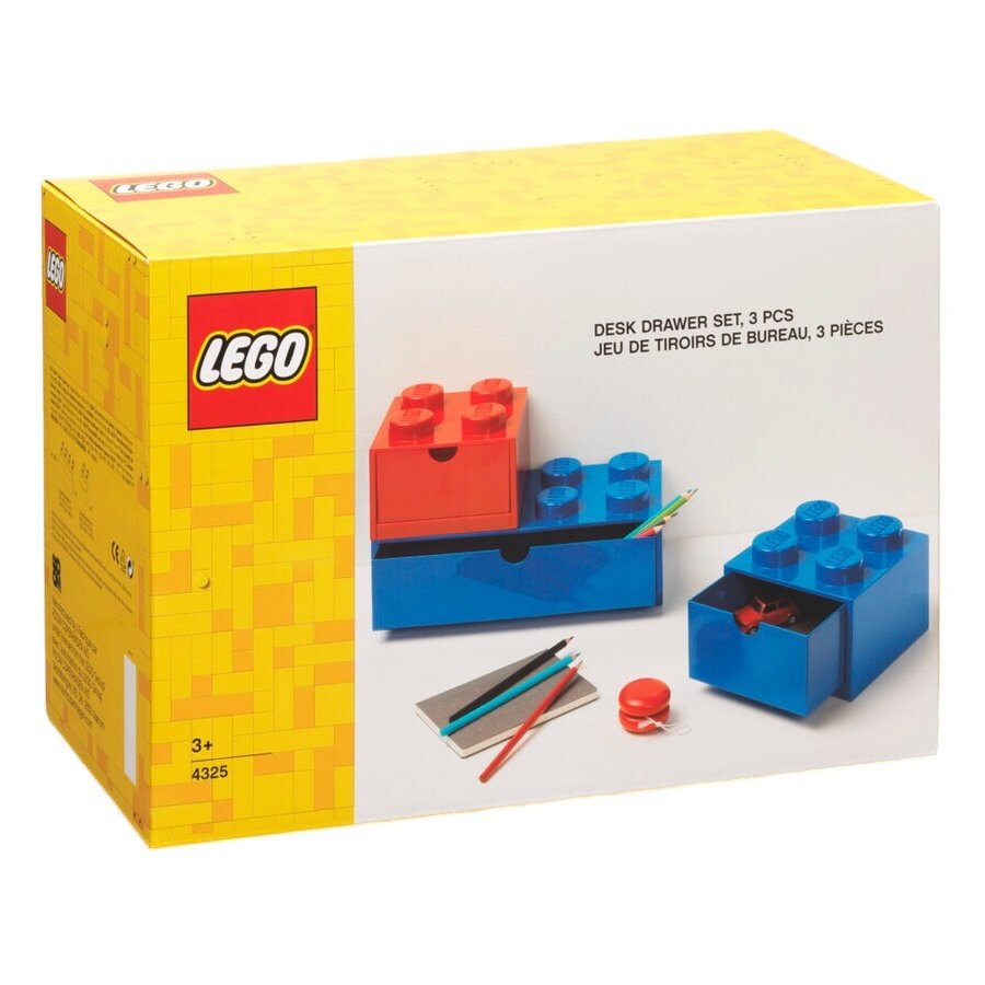 LEGO Schreibtischschublade 3er Set, Rot/ Blau