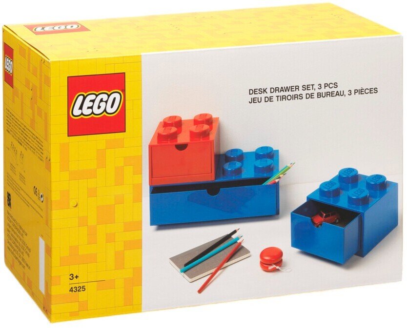 LEGO Schreibtischschublade 3er Set, Rot/ Blau