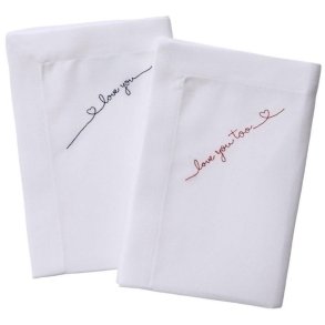 Langkilde & S�n Servet Love you + Love you too 2-delige set 50x50cm, Wit