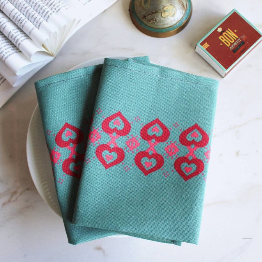 Langkilde & Sn HerzServiette 2teilig 38x38 cm, Grn