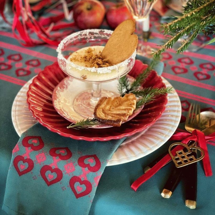 Langkilde & Sn HerzServiette 2teilig 38x38 cm, Grn