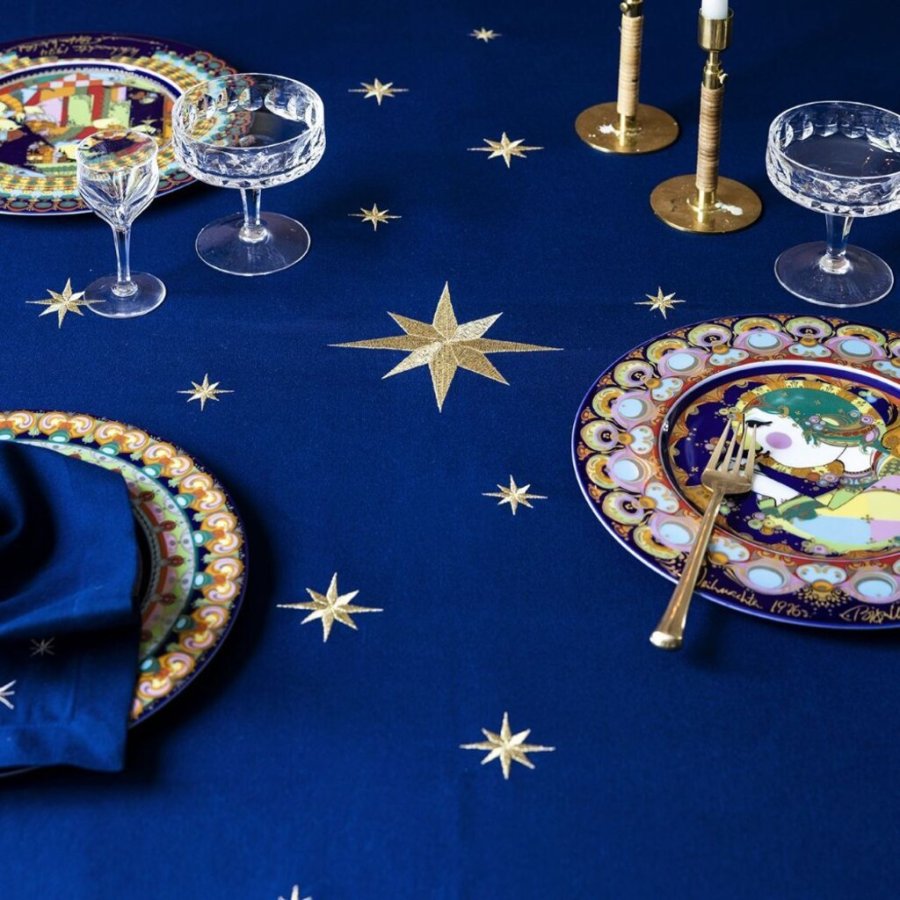 Langkilde & S�n Tafelkleed met Sterren 140x340 cm, Blauw