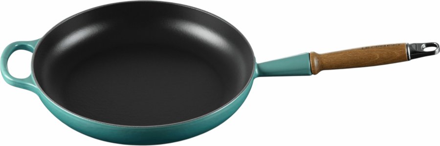 Le Creuset Signature St�bejernspande m. Tr�h�ndtag 28 cm, Bleu Riviera