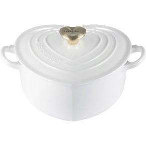 Le Creuset Heart Signature St�bejernsbuffetgryde m. Hjerteformet Knop 20 cm, White