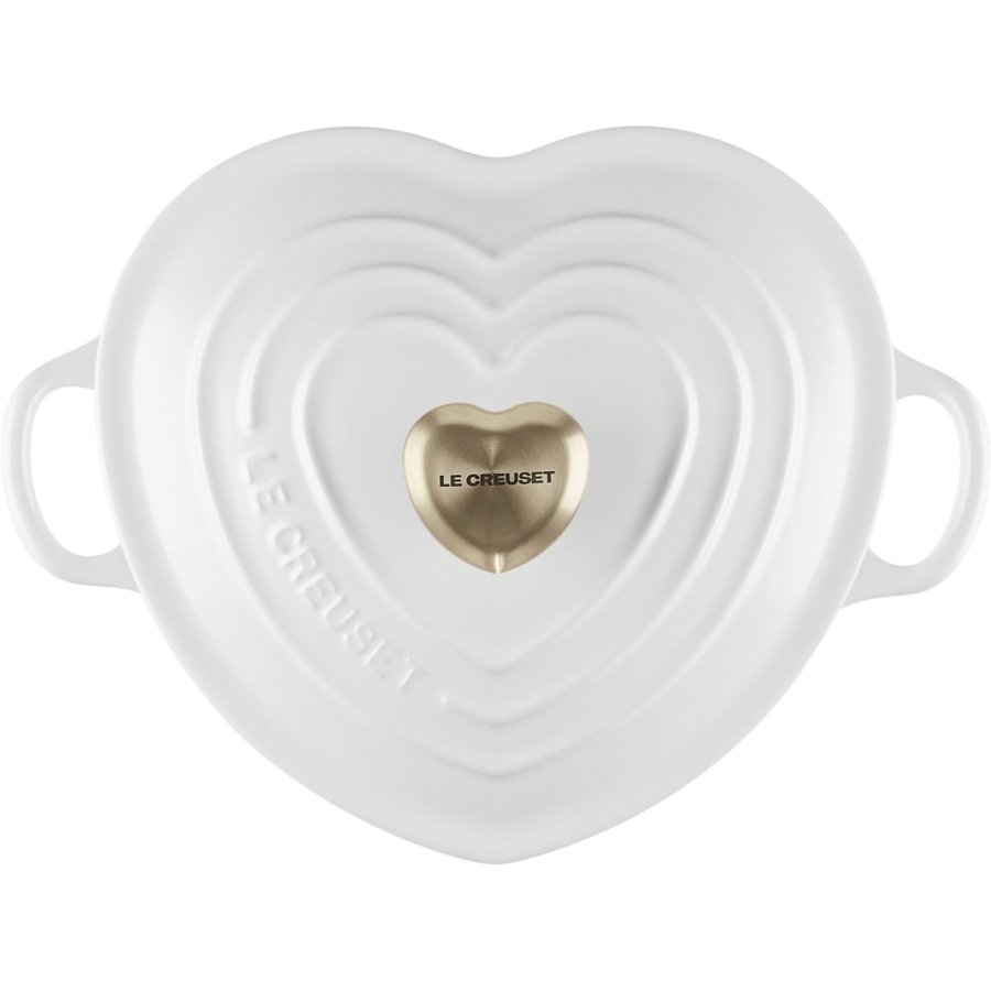 Le Creuset Heart Signature St�bejernsbuffetgryde m. Hjerteformet Knop 20 cm, White