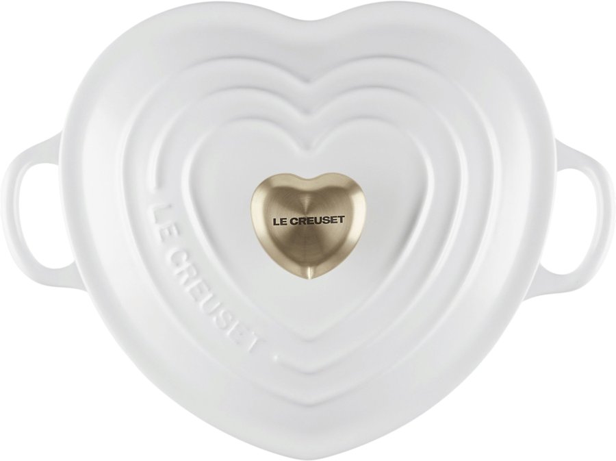 Le Creuset Heart Signature St�bejernsbuffetgryde m. Hjerteformet Knop 20 cm, White