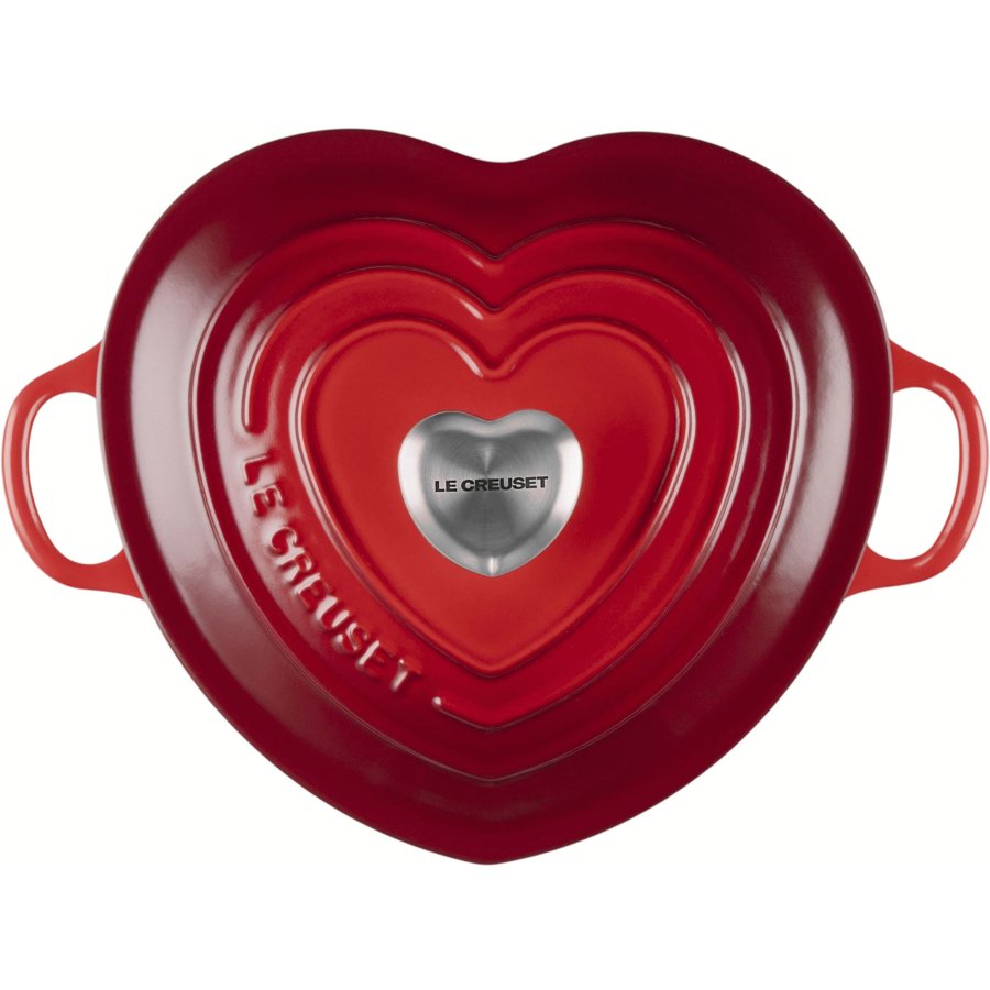 Le Creuset Heart Signature St�bejernsbuffetgryde m. Hjerteformet Knop 20 cm/1,9 L, Cerise