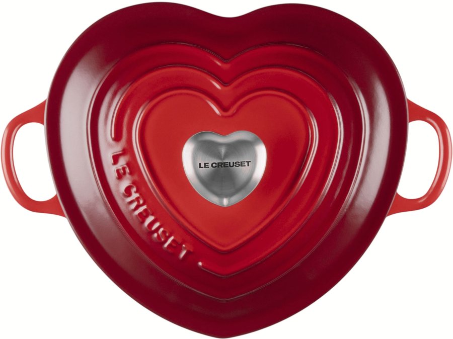 Le Creuset Heart Signature St�bejernsbuffetgryde m. Hjerteformet Knop 20 cm/1,9 L, Cerise