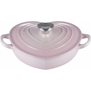 Le Creuset Heart Signature St�bejernsbuffetgryde m. Hjerteformet Knop 20 cm, Shell Pink