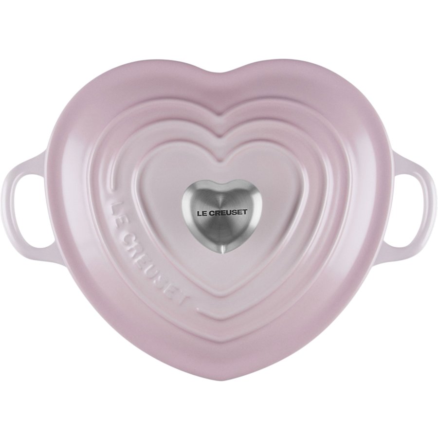 Le Creuset Heart Signature St�bejernsbuffetgryde m. Hjerteformet Knop 20 cm, Shell Pink