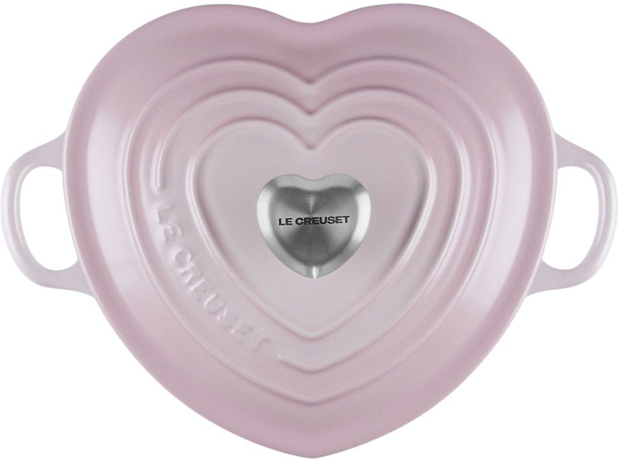 Le Creuset Heart Signature St�bejernsbuffetgryde m. Hjerteformet Knop 20 cm, Shell Pink